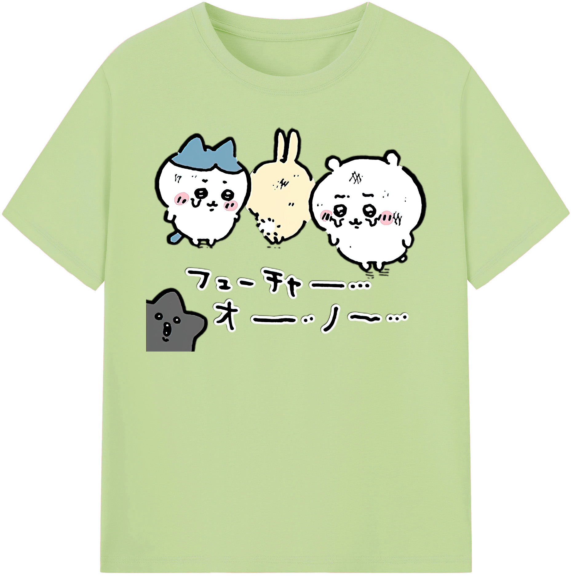 （画像用） ちいかわ ハチワレ Chii-kawa hachiware 綿100％半袖Tシャツ（フロントプリント）